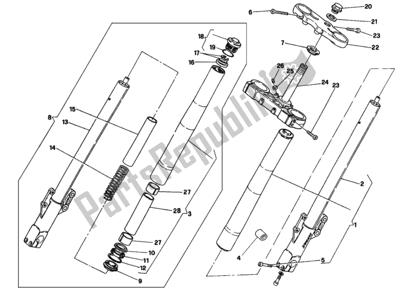 Wszystkie części do Widelec Przedni Dm 007707 Ducati Supersport 750 SS 1995